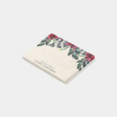 Spruce Greenery Red Poinsettia Kerstmis Post-it® Notes (Schuin)