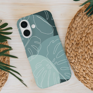 Spruce & Mint Boho Tropical Monstera Leaf iPhone 16 Hoesje