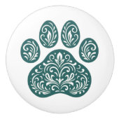 Spruce Pawprint Scandi Folk Art Keramische Knop (Voorkant)