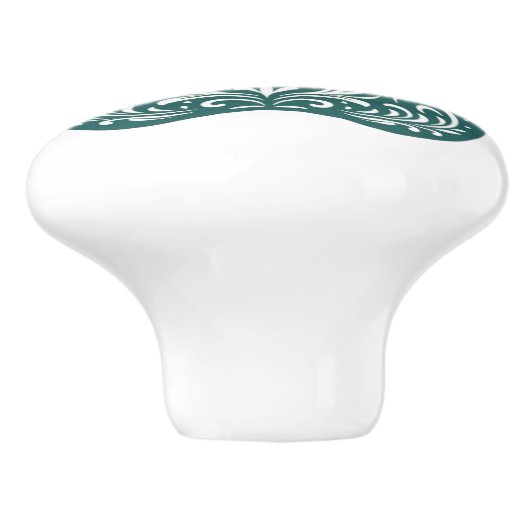 Spruce Pawprint Scandi Folk Art Keramische Knop (Zijkant)