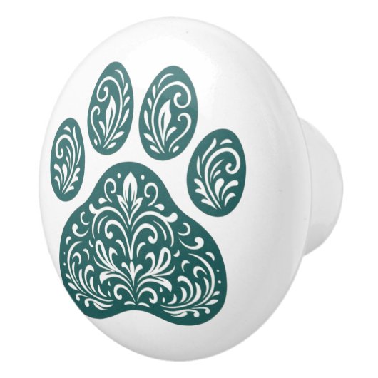 Spruce Pawprint Scandi Folk Art Keramische Knop (Rechts)