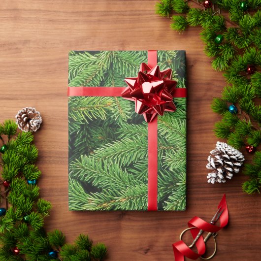 Spruce, Pine Boughs Background Cadeaupapier (Feestdagen Geschenken)