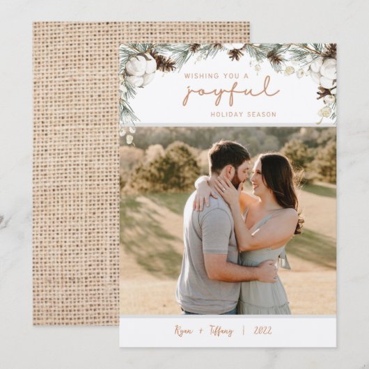 Spruce & Pine Cones Joyful Holiday Kaart (Voorkant / Achterkant)