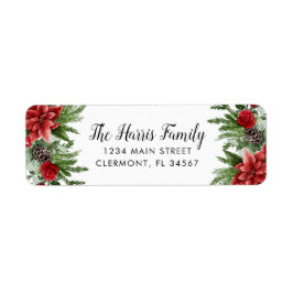 Spruce Pinecone en Poinsettia Etiket