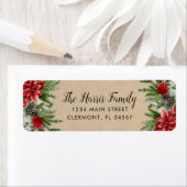 Spruce Pinecone en Poinsettia Kraft Paper Etiket (Insitu)