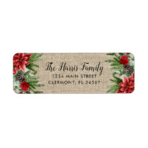 Spruce Pinecone en Poinsettia op Burlap