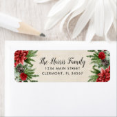 Spruce Pinecone en Poinsettia Parchment Paper Etiket (Insitu)