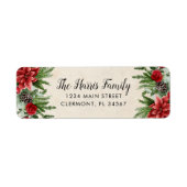 Spruce Pinecone en Poinsettia Parchment Paper Etiket (Voorkant)
