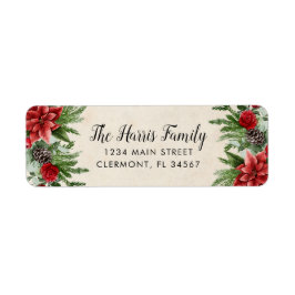 Spruce Pinecone en Poinsettia Parchment Paper Etiket