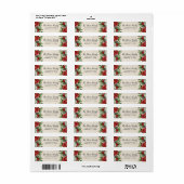 Spruce Pinecone en Poinsettia Parchment Paper Etiket (Full Sheet)