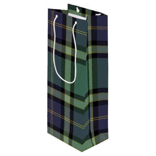 Spruce plaid wijn cadeautas (Voorkant Gekanteld)