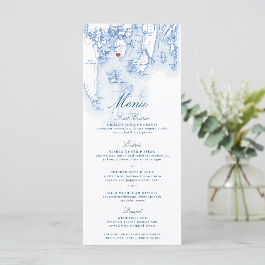 Spruce Point Inn Boothbay Maine Kaart Elegant Navy (Staand voorkant)