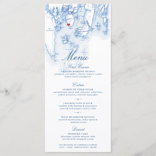 Spruce Point Inn Boothbay Maine Kaart Elegant Navy (Voorkant)