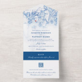 Spruce Point Inn Maine Kaart Elegant Navy Wedding (Binnen)