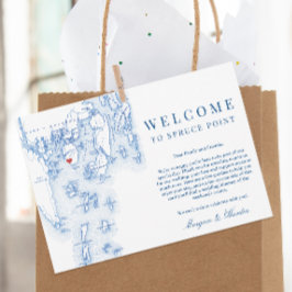 Spruce Point Maine Kaart Bruiloft Welkomstroute