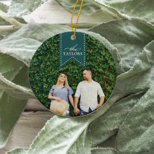 Spruce Ribbon Holiday-foto Keramisch Ornament