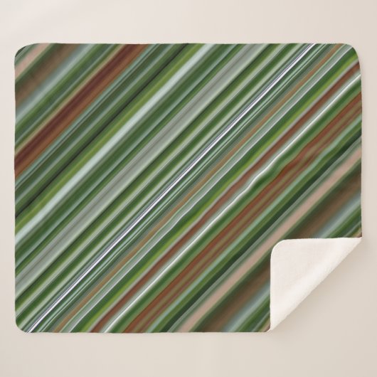 Spruce Tree Groene en Bruine Streep Sherpa Deken (Voorkant (horizontaal))