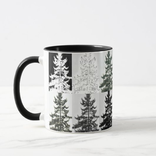 Spruce Trees Black White Grey Nature Art Mok (Links)
