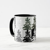 Spruce Trees Black White Grey Nature Art Mok (Voorkant links)
