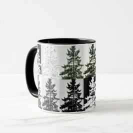 Spruce Trees Black White Grey Nature Art Mok