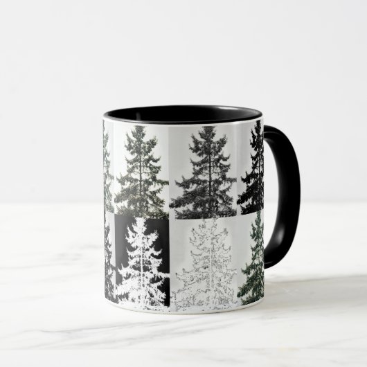Spruce Trees Black White Grey Nature Art Mok (Voorkant rechts)