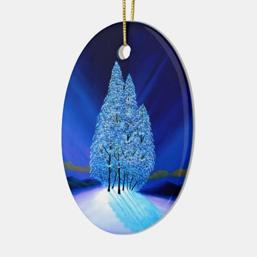 Spruce Trees Blue Christmas Seven Keramisch Ornament (Links)