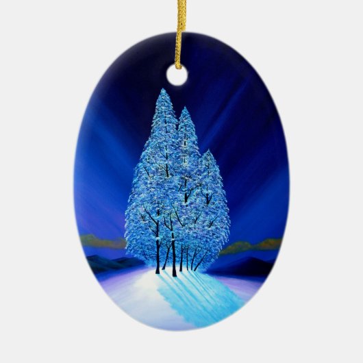 Spruce Trees Blue Christmas Seven Keramisch Ornament (Voorkant)