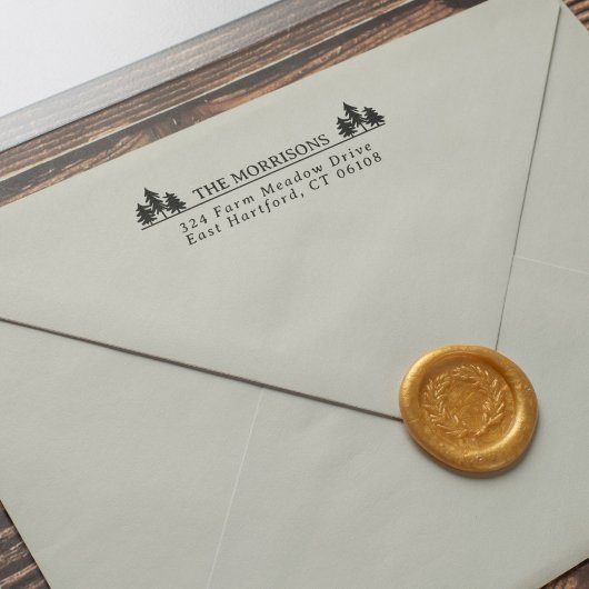 Spruces Rustic Name & Return Address Zelfinktende Stempel