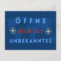 Spruchmotiv-Postkarte: Öffne dich für Unbekanntes