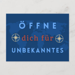 Spruchmotiv-Postkarte: Öffne dich für Unbekanntes Briefkaart