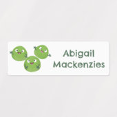 Spruitjes groenten cartoon gepersonaliseerd labels (Design 2)