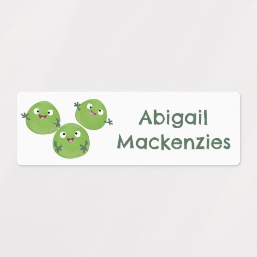 Spruitjes groenten cartoon gepersonaliseerd labels (Design 2)