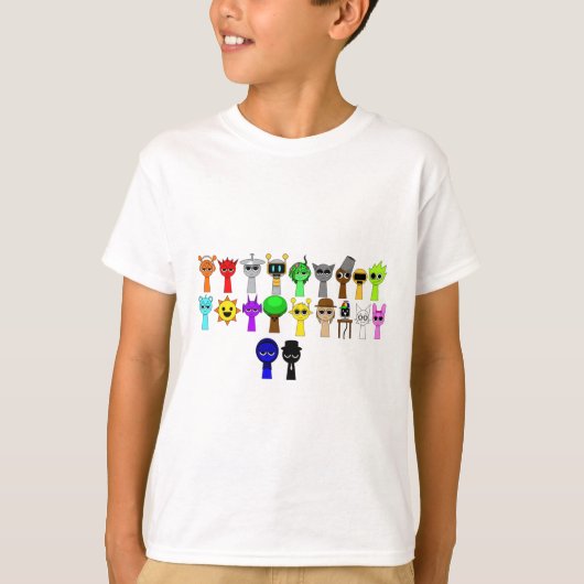 Sprunki Fase 1 - Simon Oren Funbot Pinki Wenda T-shirt (Voorkant)