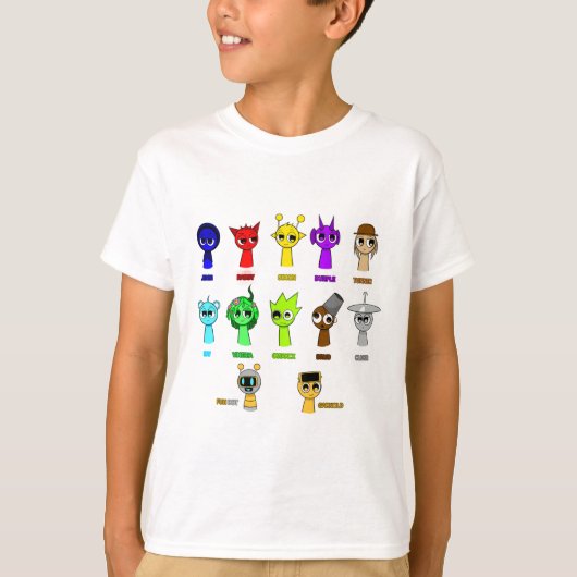 Sprunki - Simon Oren Funbot Pinki Wenda Jevin T-shirt (Voorkant)
