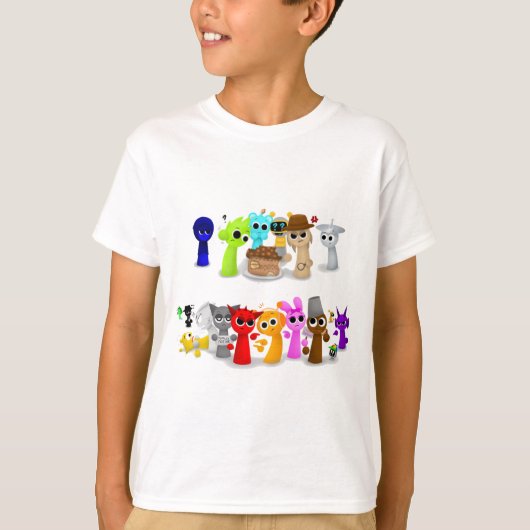 Sprunki Sprunky Simon Oren Funbot Pinki Wend in 3D T-shirt (Voorkant)
