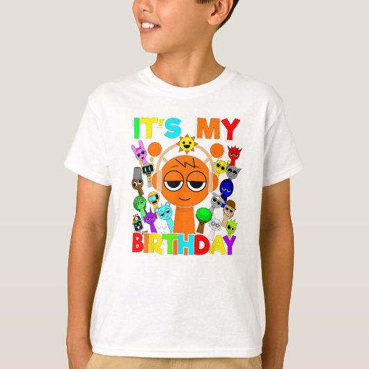 Sprunki Verjaardag! - Oren Simon Funbot Pinki T-shirt (Voorkant)