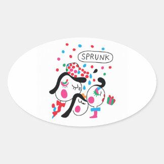 Sprunki-viering - kinderkunst van Yuho Ovale Sticker