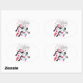 Sprunki-viering - kinderkunst van Yuho Ovale Sticker (Vel)