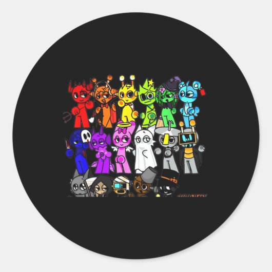 Sprunky Happy Halloween Funbot Jevin Simon Pinki O Ronde Sticker (Voorkant)