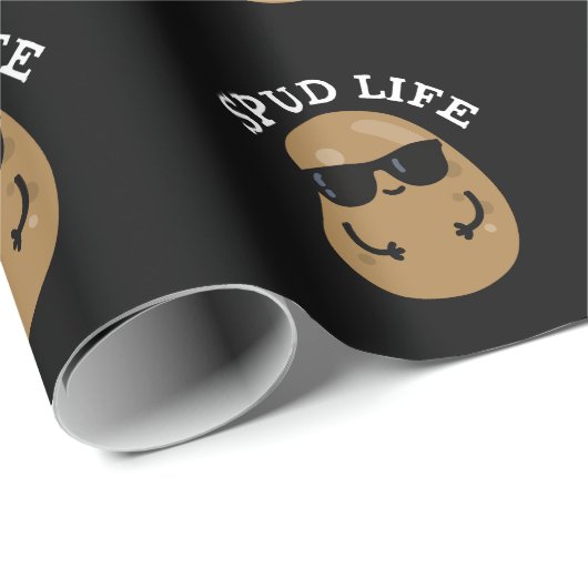 Spud Life Funny Potato Pun Dark BG Cadeaupapier (Rol Hoek)