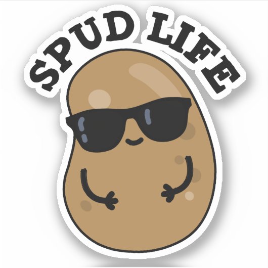 Spud Life Funny Potato Pun Sticker (Voorkant)