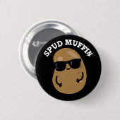 Spud Muffin Funny Potato Pun Dark BG Ronde Button 5,7 Cm (Voorkant /achterkant)