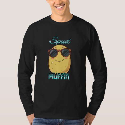 Spud Muffin, grappige aardappelwoordspeling T-shirt (Voorkant)
