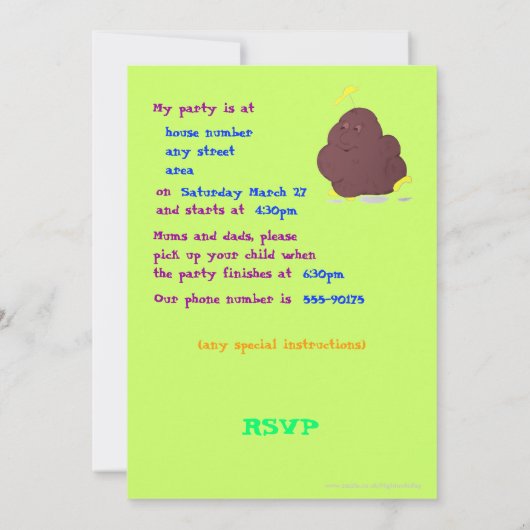 Spudman Yeehaw, feest uitnodigen Kaart (Achterkant)