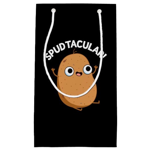 Spudtacular Funny Potato Pun Dark BG Klein Cadeauzakje (Voorkant)