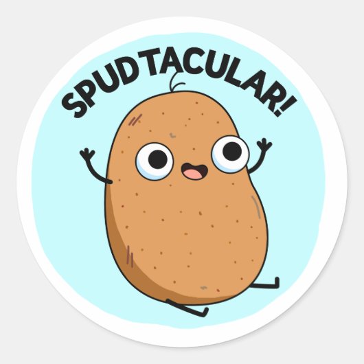 Spudtacular Funny Potato Pun Ronde Sticker (Voorkant)