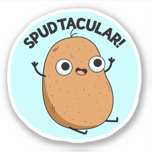 Spudtacular Funny Potato Pun Sticker (Voorkant)