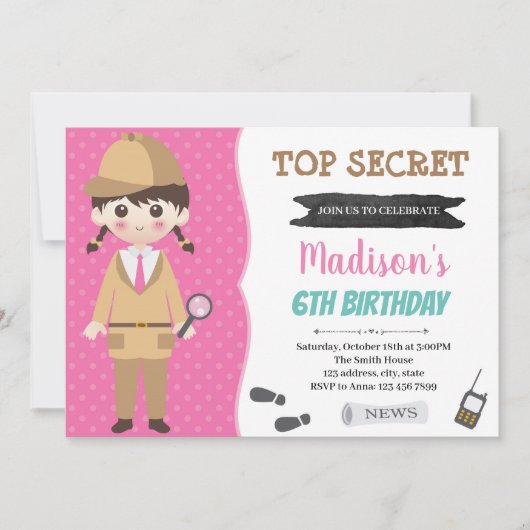 Spuion secret agent Feest Uitnodiging (Voorkant)