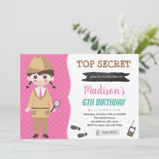 Spuion secret agent Feest Uitnodiging (Staand voorkant)