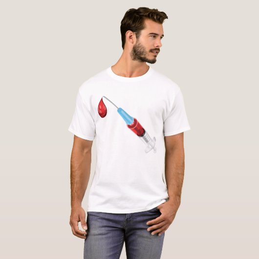 Spuit Bloed Met Een Rode Druppel T-shirt (Voorkant volledig)